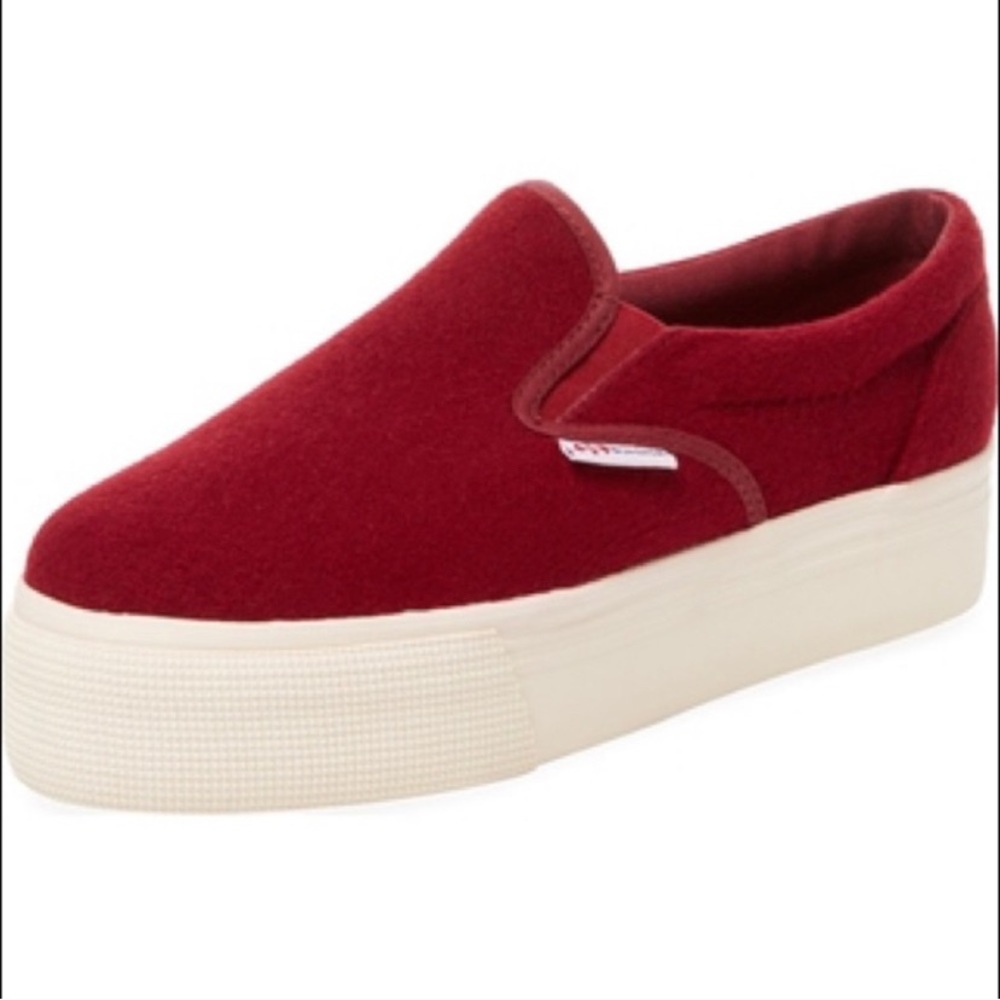 red SUPERGA slip on sneakers